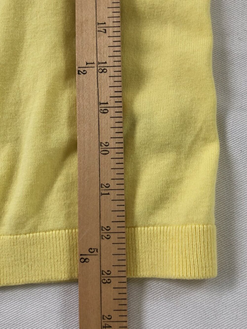 Vintage Buttery Soft Yellow Cardigan 3/4 Sleeve Cotton Blend Large 90s Preppy - Picture 8 of 9